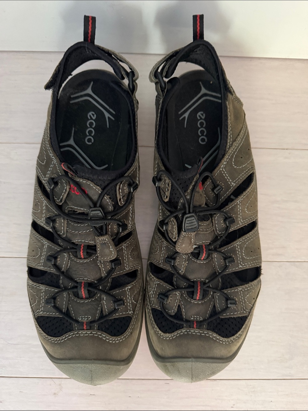 Ecco Mocha brown Men's Sport Sandals with Black Accents sz 44